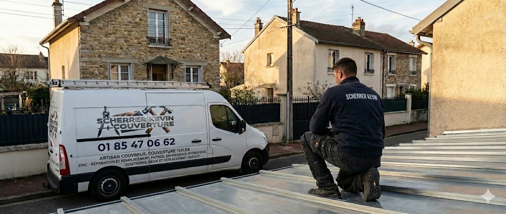 Équipe Couveture Kevin Scherrer en intervention sur une toiture dans les Yvelines (78)